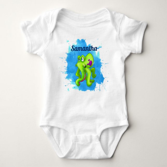 Green Octopus Baby Bodysuit (Front)