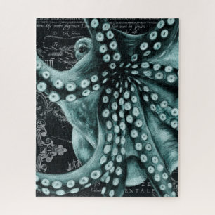 Green Octopus Coloured Pencil Map Jigsaw Puzzle