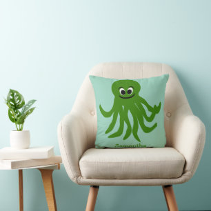 Green Octopus Design Personalised Cushion