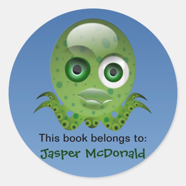Green Octopus Personalized Labels (Front)