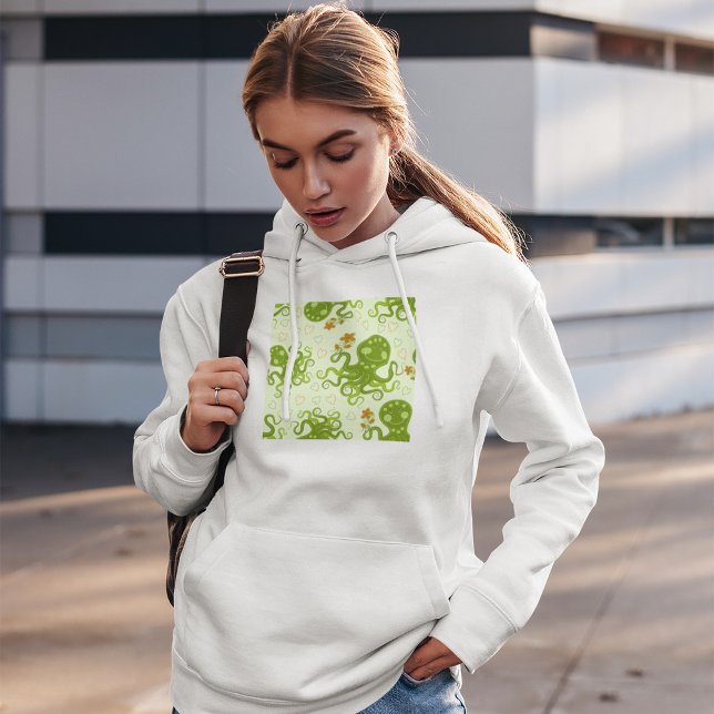 Green Octopuses With Flowers Hoodie (Creator Uploaded)