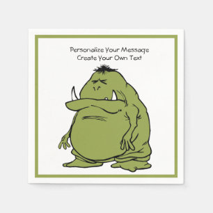 Green Ogre Troll Animated Cartoon Personalise Napkin