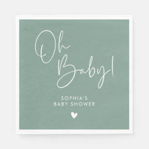 Green Oh Baby Modern Boho Baby Shower Napkin