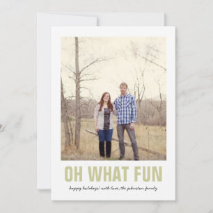 Green Oh What Fun Christmas Photo Flat Cards