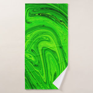 Green oil paint abstract background. Oil paint gre Bath Towel