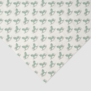 Green Old Fashioned Rocking Horses New Baby Shower Tissue Paper