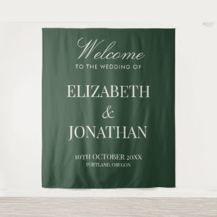 Green Old Money Elegant Wedding Photo Backdrop Tapestry
