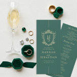 Green Old Money Vintage Crest Wedding Program<br><div class="desc">Complete your wedding day experience with the Emerald Green Old Money Vintage Crest Wedding Program, a perfect addition to your wedding stationery suite. Designed to seamlessly coordinate with the rest of your Old Money Vintage Crest collection, this elegant program features the same intricate vintage crest and classic typography, creating a...</div>