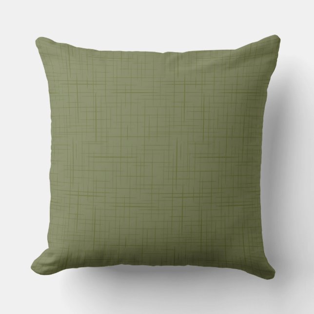 green olive abstract pattern with strokes cushion (Front)