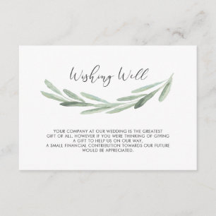 Green Olive Branch Rustic Wedding Wishing Well Enclosure Card
