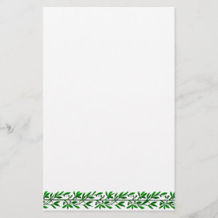 Green Olive Leaf Border Stationery