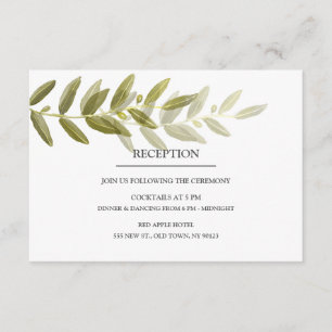 Green Olive Leaf Wedding Reception Cards