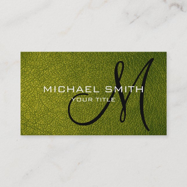 Green olive leather business card (Front)