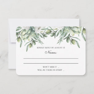 Green olive leaves rsvp. Italian summer wedding RSVP Card
