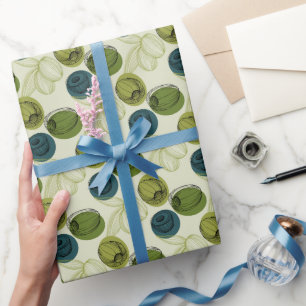 Green Olive Sketch Drawing Pattern Wrapping Paper