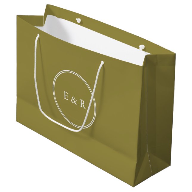 Green Olive Solid Colour Trend Large Gift Bag (Front Angled)