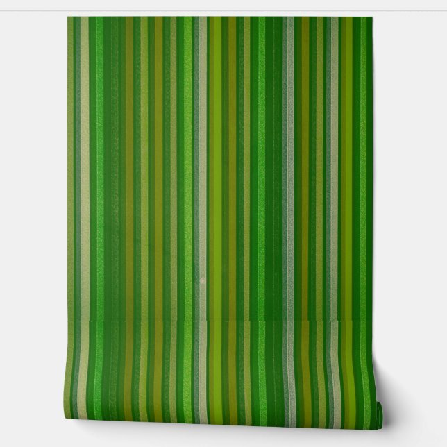 Green Olive Stripe Retro Style Wallpaper (Unrolling)
