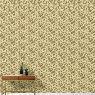 Green Olive Tree Branch Mediterranean Pattern Wallpaper