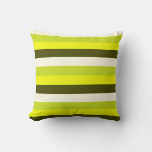 Green Olive White Stripes Pattern Cushion