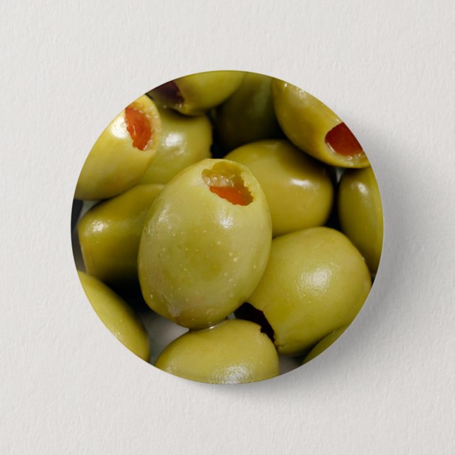 Green olives 6 cm round badge (Front)
