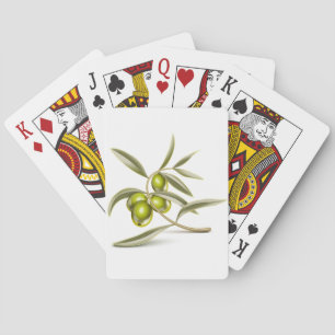 Green olives branch playing cards