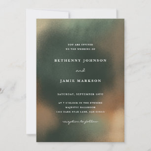 Green Ombre Boho Minimalist Wedding Invitation