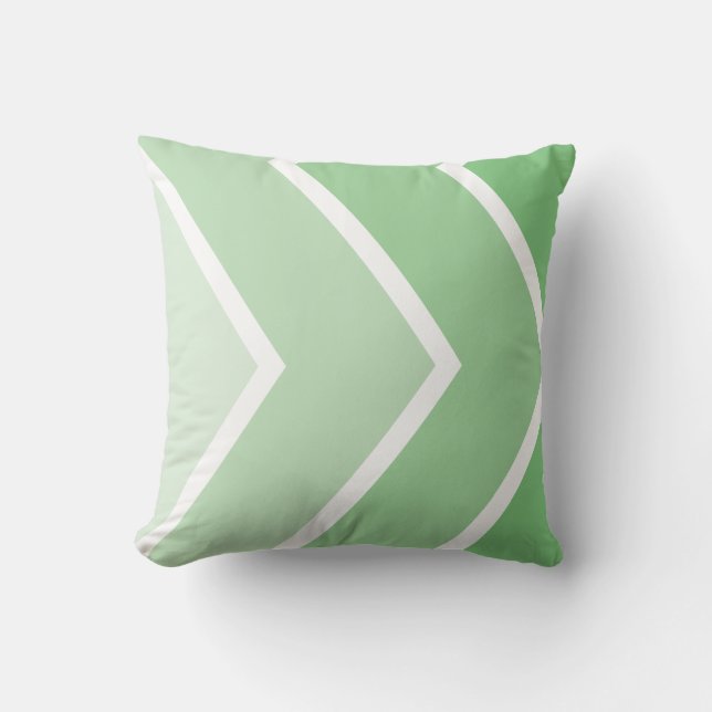 Green Ombré Chevron Stripes Pattern Cushion (Front)