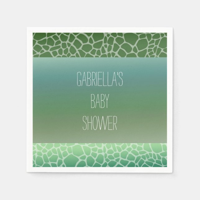 Green Ombre Giraffe Print Baby Shower Napkin (Front)