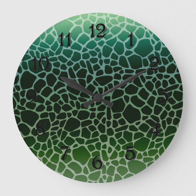 Green Ombre Giraffe Print Large Clock (Front)