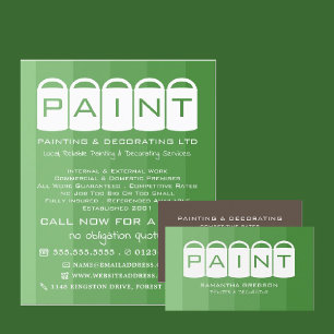 Green Ombre, Paint Buckets, Painter & Decorator Business Card