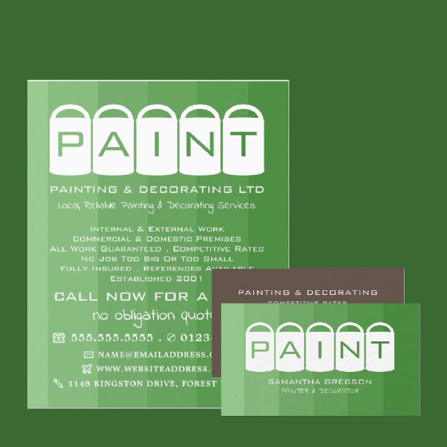 Green Ombre, Paint Buckets, Painter & Decorator Flyer (Creator Uploaded)