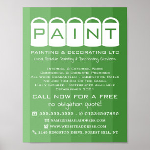 Green Ombre, Paint Buckets, Painter & Decorator Poster