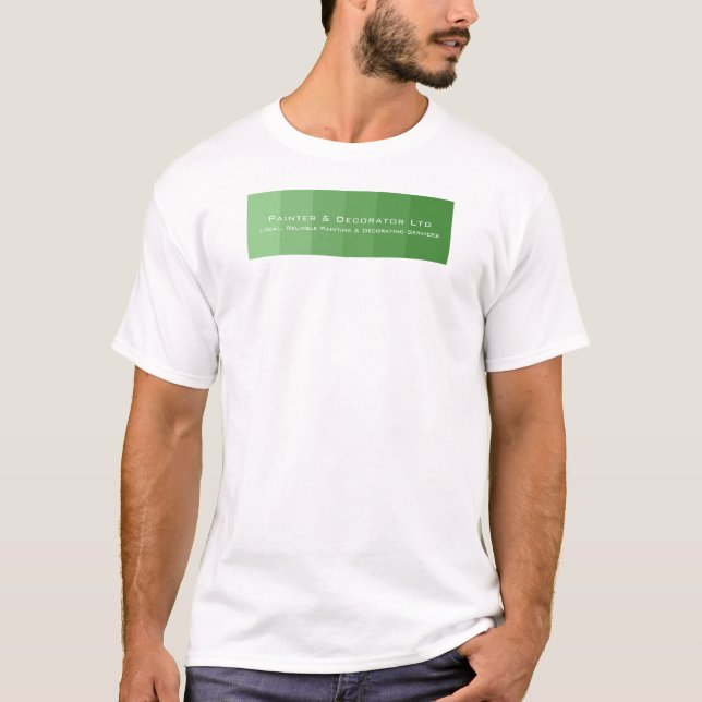 Green Ombre Stripes, Painter & Decorator Advert T-Shirt (Front)