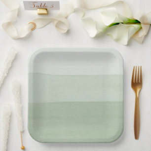 Green Ombre Watercolor Paper Plate