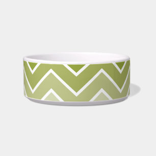 Green Ombre Zig Zag Chevron Pattern Pet Bowls