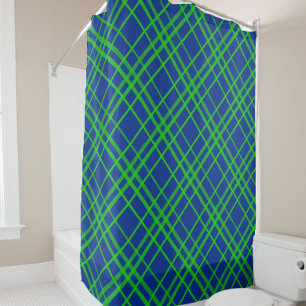 Green On Blue Tartan Plaid Pattern Design Shower Curtain