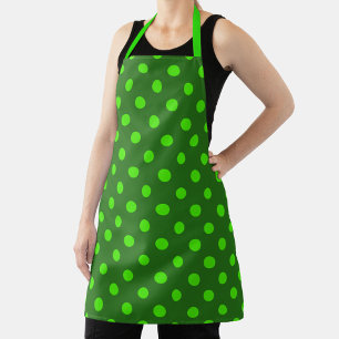 Green On Dark Green Polka Dots Pattern Design  Apron