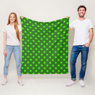 Green On Dark Green Polka Dots Pattern Design Fleece Blanket