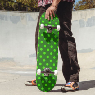 Green On Dark Green Polka Dots Pattern Design Skateboard