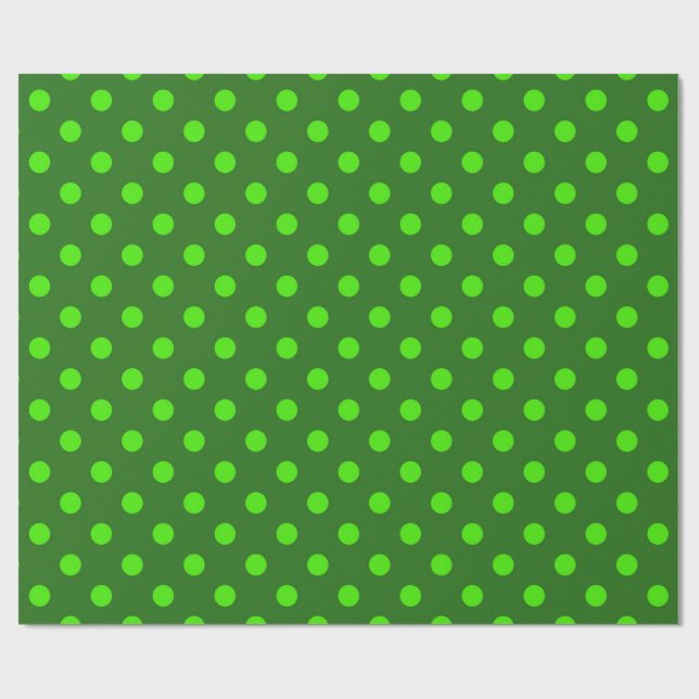 Green On Dark Green Polka Dots Pattern Design  Wrapping Paper (Flat)