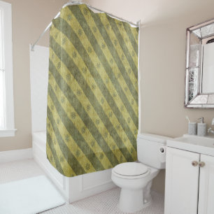 Green on Green Striped Pattern Shower Curtain