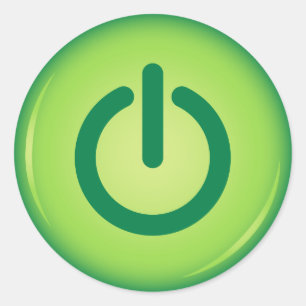 Green on off power button novelty stickers