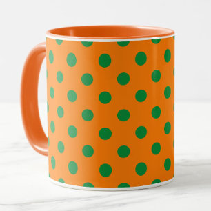 Green On Orange Polka Dots Pattern Design  Mug
