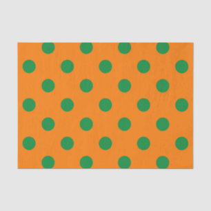 Green On Orange Polka Dots Pattern Design  Tissue Paper