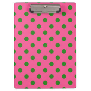 Green On Pink Polka Dots Pattern Design Clipboard