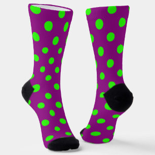 Green On Purple Polka Dots Pattern Design Socks