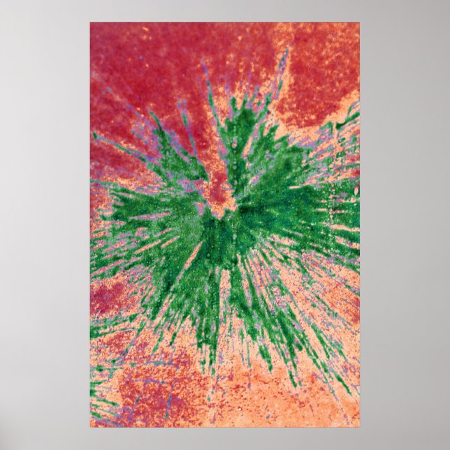 Green on Red and Orange Paintball Poster (Front)