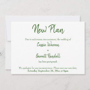 Green on White New Wedding Date Announcement