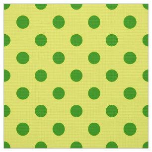 Green On Yellow Polka Dots Pattern Design Fabric
