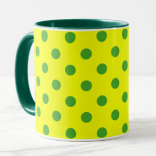 Green On Yellow Polka Dots Pattern Design Mug